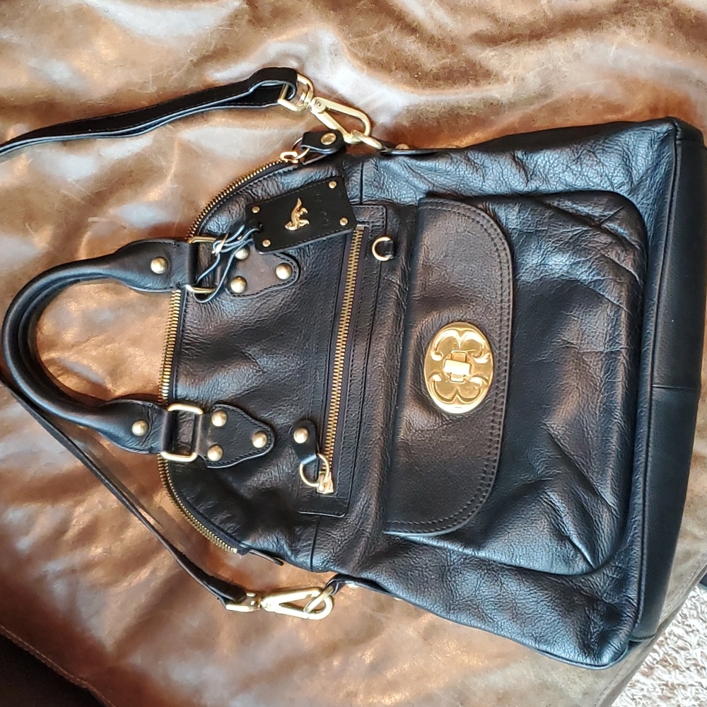 Emma fox black leather satchel